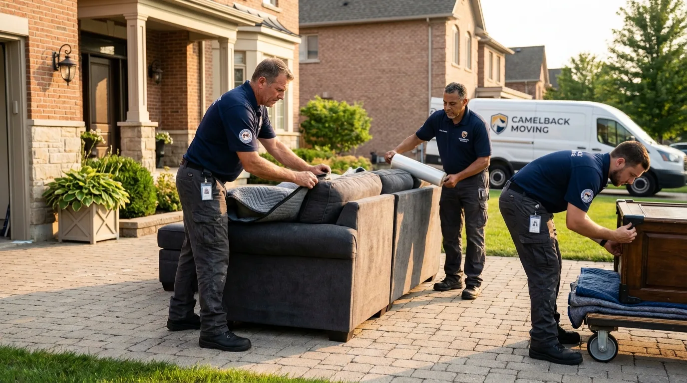 Large estate moving crew wrapping furniture in Mansfield, AR